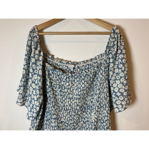 Baltic Born Jumpsuit One Piece Smocked Bodice Blue Cream Floral 3XL - Picture 2 of 6